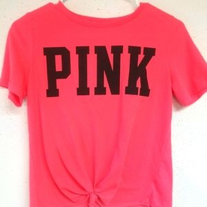 Victoria's Secret PINK cropped tie front tee